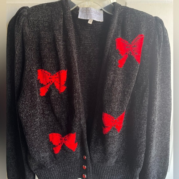 Vintage Exclusive by Emilio Rossi Women’s Super Soft Bow Pattern Cardigan Size M - Picture 2 of 7